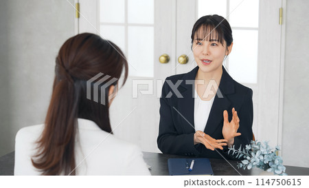 兩個女人在辦公室說話 兩個女人在辦公室說話 114750615