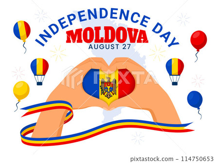 Moldova Independence Day Vector Illustration for August 27 featuring a Waving Flag in a National Holiday Flat Cartoon Style Background Moldova Independence Day Vector Illustration for August 27 featuring a Waving Flag in a National Holiday Flat Cartoon Style Background 114750653