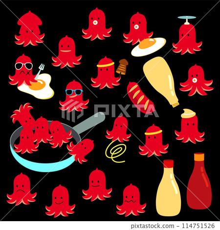 A collection of cute octopus sausages, 114751526