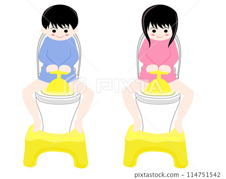 孩子坐在馬桶上 114751542