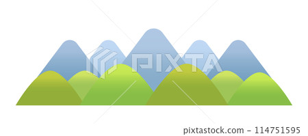 簡單的山風景圖-雪山和新鮮的綠山-白色背景上孤立的平面向量素材 簡單的山風景圖-雪山和新鮮的綠山-白色背景上孤立的平面向量素材 114751595