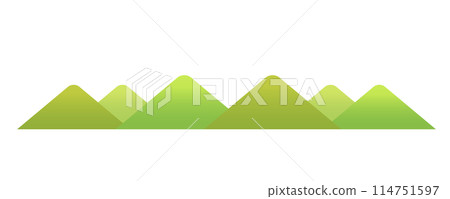 簡單清新的綠山風景插畫白色背景下分離的平面向量素材 簡單清新的綠山風景插畫白色背景下分離的平面向量素材 114751597