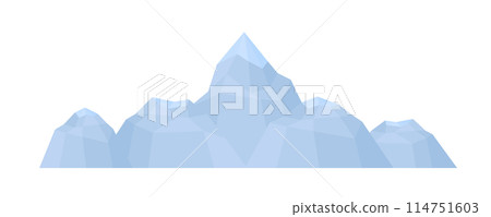 簡單的雪山山脈風景圖孤立在白色背景上的平面向量素材 114751603