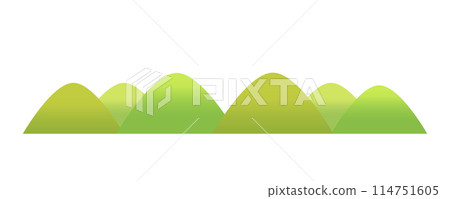 簡單清新的綠山風景插畫白色背景下分離的平面向量素材 114751605