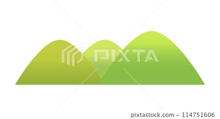 簡單清新的綠山風景插畫白色背景下分離的平面向量素材 114751606
