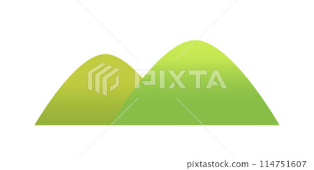簡單清新的綠山風景插畫白色背景下分離的平面向量素材 114751607