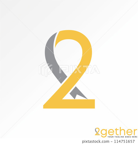 Logo design graphic concept creative vector premium stock abstract letter initial number 2 with aids tape awareness. Related to monogram healthy brand 114751657