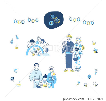 Image of Japanese festivals: People and icon set 114752071