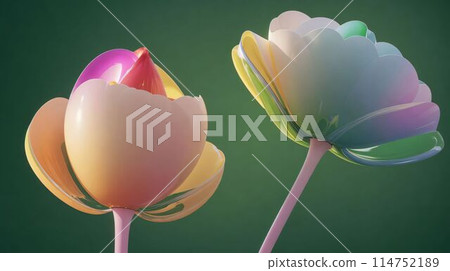 綠色和花朵的抽象藝術 綠色和花朵的抽象藝術 114752189