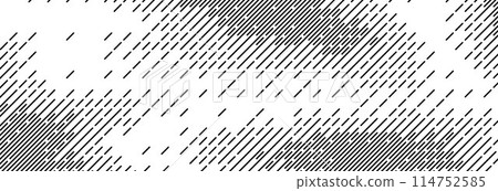 Diagonal dash line texture. Slanted dashed lines pattern background. Straight tilted interrupted stripes wallpaper. Abstract dither rasterized grunge overlay. Wide rippled vector texture 114752585
