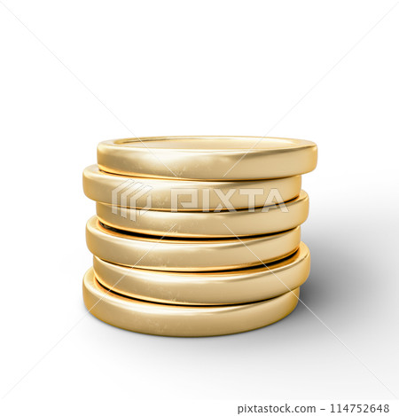 Golden Coin on White Background. 3D Illustration. File With Clipping Path. Golden Coin on White Background. 3D Illustration. File With Clipping Path. 114752648
