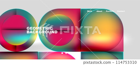Round squares, circles with fluid gradients. Vector Illustration For Wallpaper, Banner, Background, Card, Book Illustration, landing page Round squares, circles with fluid gradients. Vector Illustration For Wallpaper, Banner, Background, Card, Book Illustration, landing page 114753310