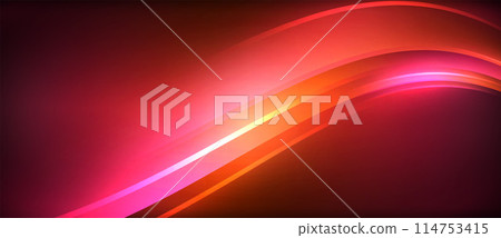 A vibrant red and orange wave against a dark backdrop 114753415