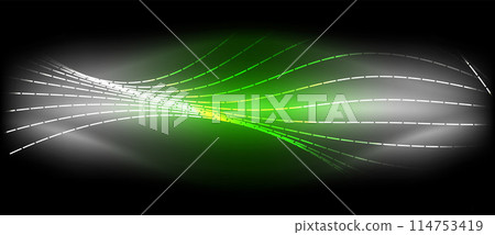 A green and white wave on a dark surface creates a striking visual effect A green and white wave on a dark surface creates a striking visual effect 114753419