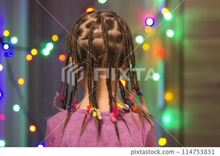 Portrait of pretty little girl with hair braids 114753831
