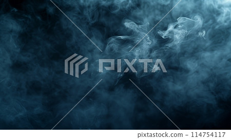 Smoke billows on dark backdrop, leaving space around the edges. 114754117