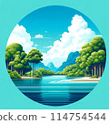 湖邊的藍色和天空 114754544
