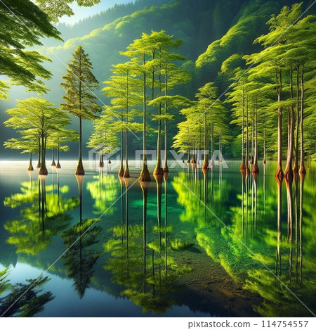 Submerged forest in the dam lake 114754557