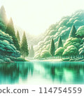 樹木在水邊閃閃發亮 114754559