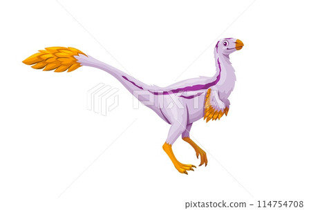 Cartoon zephyrosaurus dinosaur character. Isolated vector small, bipedal, herbivorous dino from the early cretaceous period, featuring long hind limbs, tail, wing-shaped forelimbs and a beaked mouth Cartoon zephyrosaurus dinosaur character. Isolated vector small, bipedal, herbivorous dino from the early cretaceous period, featuring long hind limbs, tail, wing-shaped forelimbs and a beaked mouth 114754708
