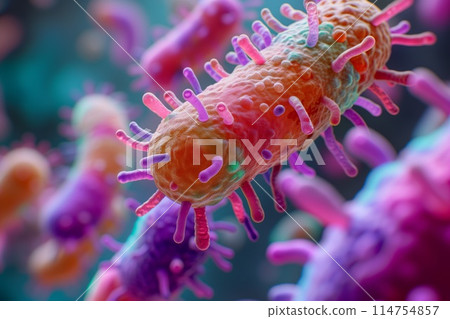 A highly detailed Illustration of Bacteria with Flagella A highly detailed Illustration of Bacteria with Flagella 114754857