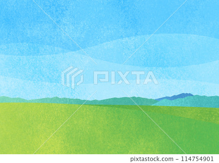 清新的天空和草原插畫 清新的天空和草原插畫 114754901