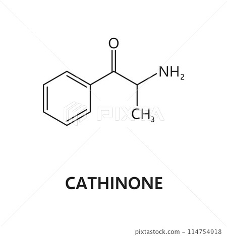 Synthetic drug structure, Cathinone molecule formula. Drug atomic composition, addictive narcotic substance biochemical model or synthetic Cathinone molecular structure vector scheme Synthetic drug structure, Cathinone molecule formula. Drug atomic composition, addictive narcotic substance biochemical model or synthetic Cathinone molecular structure vector scheme 114754918