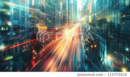 Abstract city background with radiant streaks for business & tech. 114755818