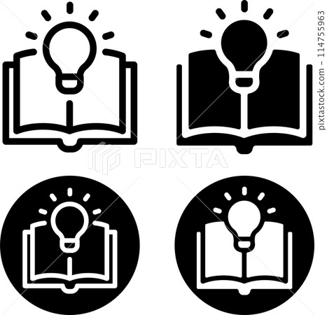 Book and light bulb icon set Book and light bulb icon set 114755963