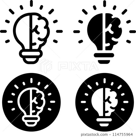 Brain light bulb icon set Brain light bulb icon set 114755964