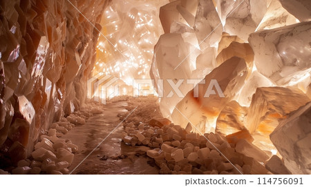 Illuminate wall-mounted salt crystals with warm light for a 3D effect. 114756091