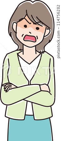 人物插畫_憤怒表情_女人_40、50歲女人_中年女人_中年女人 人物插畫_憤怒表情_女人_40、50歲女人_中年女人_中年女人 114756282