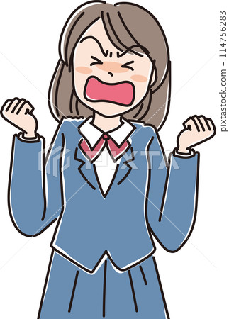Character illustration_Angry expression_Female student_High school girl_Junior high school girl 114756283