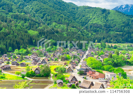 Shirakawa-go, a World Heritage Site in early summer 114756308