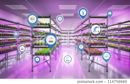 indoor farm system raised plants on shelves growth with led light indoor farm system raised plants on shelves growth with led light 114756660