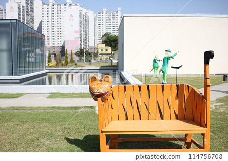 Namgang Yudeung Exhibition Center and Park in Jinju-si, South Korea - April 29, 2024 - Namgang Yudeung Exhibition Center and Park in Jinju-si, Gyeongsangnam-do, South Korea is a beautiful art park tha Namgang Yudeung Exhibition Center and Park in Jinju-si, South Korea - April 29, 2024 - Namgang Yudeung Exhibition Center and Park in Jinju-si, Gyeongsangnam-do, South Korea is a beautiful art park tha 114756708
