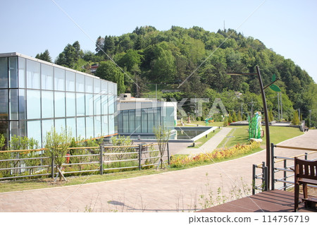 Namgang Yudeung Exhibition Center and Park in Jinju-si, South Korea - April 29, 2024 - Namgang Yudeung Exhibition Center and Park in Jinju-si, Gyeongsangnam-do, South Korea is a beautiful art park tha 114756719