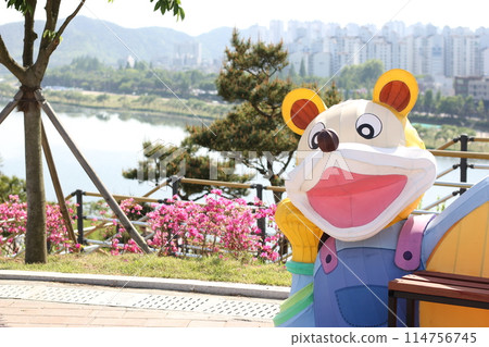 Namgang Yudeung Exhibition Center and Park in Jinju-si, South Korea - April 29, 2024 - Namgang Yudeung Exhibition Center and Park in Jinju-si, Gyeongsangnam-do, South Korea is a beautiful art park tha 114756745