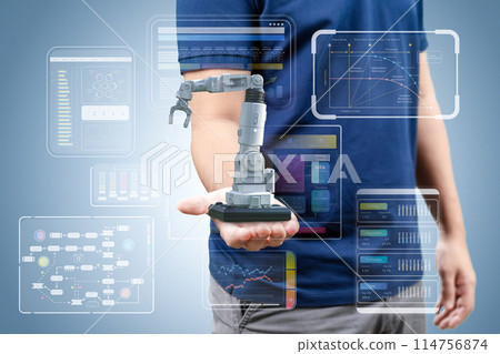 Automation industry concept with engineer control robotic arm 114756874