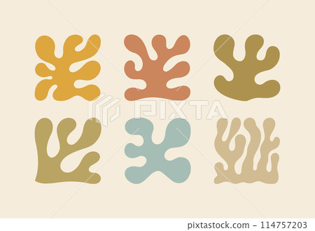 Boho Summer Coral Set. Groovy Geometric Vector Organic Shapes. Abstract Matisse Collage Elements Boho Summer Coral Set. Groovy Geometric Vector Organic Shapes. Abstract Matisse Collage Elements 114757203