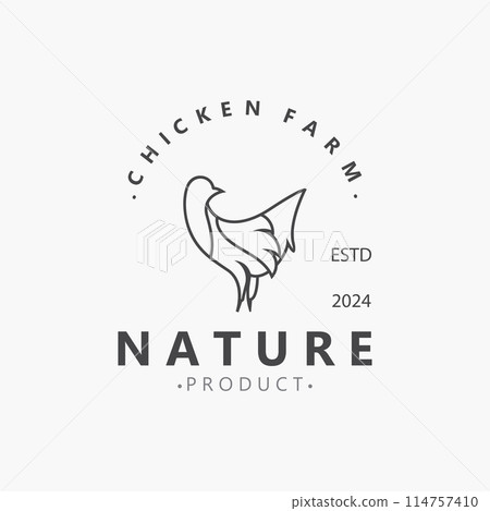 Chicken Farm logo design, animal icon for groceries, butcher shop, farmer market lifestock template 114757410