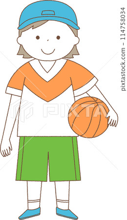 Boy holding a basketball 114758034
