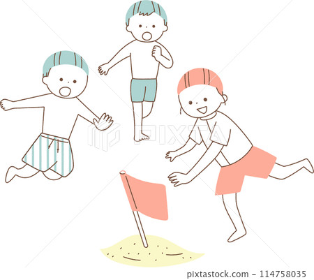 Children playing beach flags 114758035