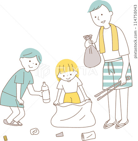 撿垃圾的家長和孩子 撿垃圾的家長和孩子 114758043