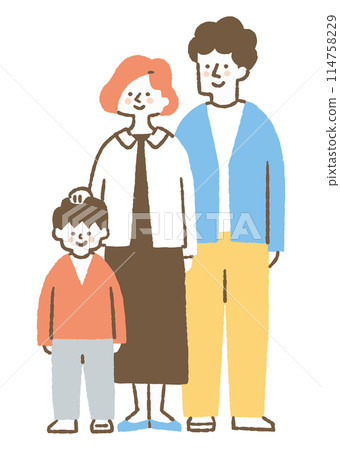 三口之家，父母把手放在兒子的頭上_color 114758229