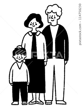 三口之家：父母把手放在兒子的頭上_2 114758230