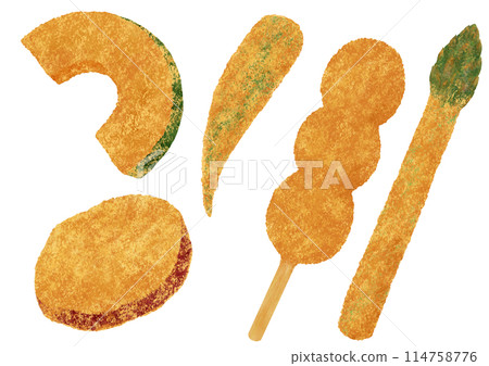 Illustration of various fried vegetables 114758776