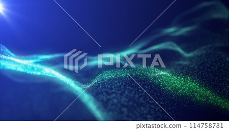 Green energy glowing magic waves from particles of lines with light rays. Abstract background Green energy glowing magic waves from particles of lines with light rays. Abstract background 114758781