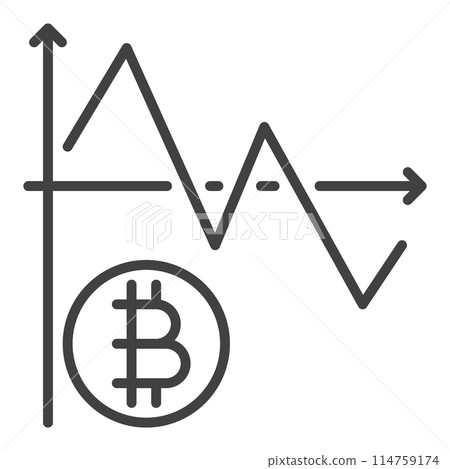 Bitcoin Trading Graph vector Cryptocurrency icon or symbol in outline style 114759174