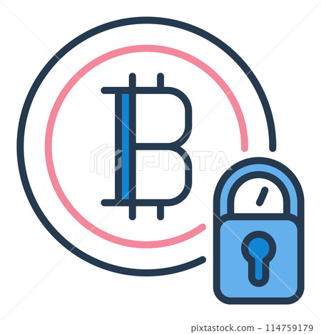 Bitcoin with Padlock vector Cryptocurrency security colored icon or sign 114759179